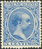 ALFONSO XIII. Alfonso XIII. Pelon. * 215. 5 Cts Azul. Color Intenso. MAGNIFICO. - Andere & Zonder Classificatie