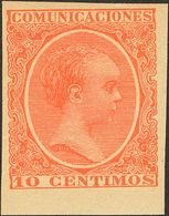 ALFONSO XIII. Alfonso XIII. Pelon. ** 218s. 10 Cts Bermellon, Borde De Hoja. SIN DENTAR. MAGNIFICO Y RARO. (Edifil 2018: - Andere & Zonder Classificatie