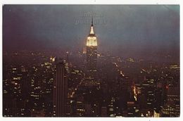 New York City NY, General Night View From Observation Roof RCA Building 1964 Vintage Postcard - Panoramische Zichten, Meerdere Zichten