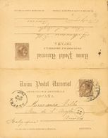 ENTEROS POSTALES. SOBRE EP18. 1897. 15 Cts + 15 Cts Castaño Sobre Tarjeta Entero Postal De Ida Y Vuelta Y La Tarjeta De - Andere & Zonder Classificatie