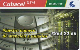 TARJETA DE CUBA DE 10 CUC DE CUBACEL GSM EN PLASTICO  (ETECSA) NUMERACION GRANDE - Cuba