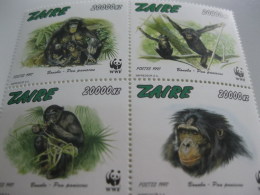 Zaire-1997-WWF,fauna Flora-wild Animals-monkey-MI.1339-42 - Autres & Non Classés