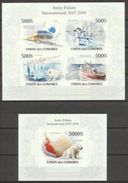 Comores 2010, Polar Year, 4val In BF +BF IMPERFORATED - Antarctic Wildlife