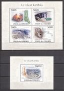 Comores 2010, Vulcan Kartkala, 4val In BF +BF IMPERFORATED - Volcanos