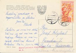 M0163 - Czechoslovakia (1961) Strazne (postcard: Krkonose Mountains); Tariff: 30h (stamp: X. Chrudim Puppet) - Marionetten