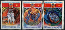 USSR Russia 1980 Soviet Vietnam Cosmonauts Soyuz Space Satellite Flags Sciences Stamps MNH Mi 4978-80 SG#5019-21 - Francobolli