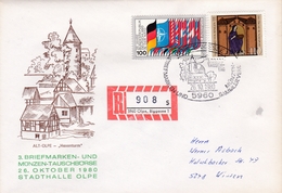 R-Brief R-Zettel, Eingedruckt, Olpe, Biggesee,  3. Tauschtag.  1971, - R- Und V-Zettel