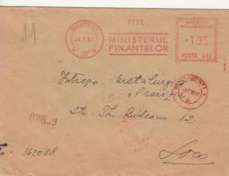 AMOUNT 1.35, FINANCE MINISTRY, BUCHAREST, RED MACHINE STAMPS ON REGISTERED COVER, 1961, ROMANIA - Storia Postale