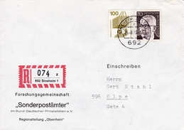 Eingedruckter R-Zettel:  692 Sinsheim, 1979, - R- & V- Vignette