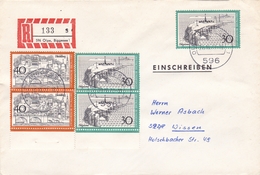 Eingedruckter R-Zettel: 596 Olpe, Biggesee 1, 1972, Ersttag  Michel 746/47 - R- & V- Vignetten