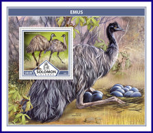 SOLOMON ISLANDS 2017 ** Emus Birds Vögel Oiseaux S/S - OFFICIAL ISSUE - DH1737 - Straussen- Und Laufvögel