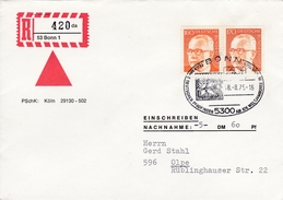 Eingedruckter R-Zettel+Nachnahme: 53 Bonn 1, 1975, - R- & V- Labels