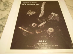 ANCIENNE PUBLICITE JOAILLIER  ARAX - Autres & Non Classés