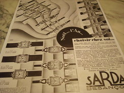 ANCIENNE PUBLICITE  MONTRE SARDA BESANCON 1929 - Horloge: Antiek