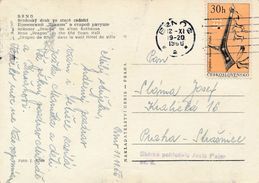 M0190 - Czechoslovakia (1966) Brno 2 (postcard: Brno); Tariff: 30h (stamp: Indians Of North America - Tomahawk) - Indianer