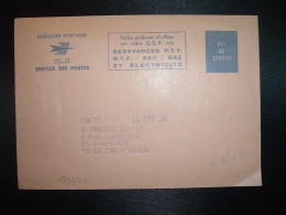 LETTRE CHEQUES POSTAUX PLI DE SERVICE PTT RTF EAU GAZ ET ELECTRICITE Datée 2/6/72 - Cartas Civiles En Franquicia