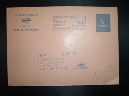 LETTRE CHEQUES POSTAUX PLI DE SERVICE CAISSE NATIONALE D'EPARGNE Datée 1/9/71 - Civil Frank Covers