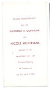 Devotie - Devotion - Communie Communion - Nicole Hellemans - Antwerpen Anvers - 26/04/1964 - Comunioni