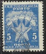 JUGOSLAVIA YUGOSLAVIA 1951 1952 POSTAGE DUE PORTO SEGNATASSE Torches And STAR 5d USATO USED OBLITERE´ - Luchtpost