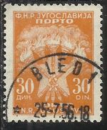 JUGOSLAVIA YUGOSLAVIA 1951 1952 POSTAGE DUE PORTO SEGNATASSE Torches And STAR 30d USATO USED OBLITERE´ - Posta Aerea