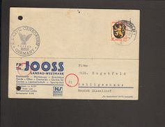 Franz.Zone 12 Pfg.Wappen Auf Postkarte Aus Landau (Pfalz) V.1946 Mit Amerikanischer Zensur, Stelle Offenbach - Emissions Générales