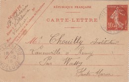 FRANCE - ENTIER POSTAL DE 1916 DE  VILLELAURE (84)  A  LANEUVEVILLE PAR WASSY (52) - Tarjetas Cartas