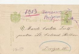 KING CHARLES 1ST, PC STATIONERY, ENTIER POSTAL, 1913, ROMANIA - Covers & Documents