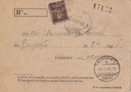 KING MICHAEL, STAMP ON REGISTERED POSTCARD, 1943, ROMANIA - Storia Postale