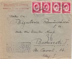 KING MICHAEL, STAMPS ON REGISTERED COVER, 1946, ROMANIA - Briefe U. Dokumente