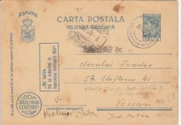 KING MICHAEL, 1ST BATTALION CENSORED FREE MILITARY PC STATIONERY, ENTIER POSTAL, 1942, ROMANIA - Storia Postale