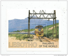 Timbre , LESOTHO , Railways Of The World , Train , Chemin De Fer , Bloc - Trenes