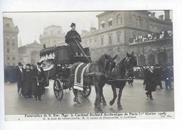 Carte - Photo -75 - Paris - Obsèques -Cardinal Richard -1908 -Curé De Sainte Clothilde -Comte De Franqueville Corbillard - Begrafenis