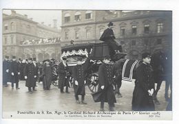 Carte - Photo - CPA - 75 - Paris - Obsèques - Cardinal Richard - 1908 - Corbillard - Les élèves De Stanislas - Begrafenis