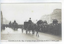 Carte - Photo - 75 - CPA - Paris - Obsèques - Cardinal Richard - 1908 - La Voiture De Monseigneur - Begrafenis