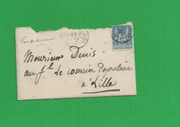 Lettre Sage 15 Centimes Obl Paris - 1877-1920: Semi Modern Period