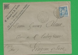 Lettre Sage 15 Centimes Obl Paris - 1877-1920: Semi Modern Period