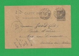 Carte Postale Entier Sage 10 Centimes Obl Paris - 1877-1920: Periodo Semi Moderno