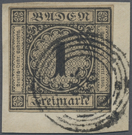 Brfst Baden - Marken Und Briefe: 1851, 1 Kr. Schwarz Auf Sämisch, Farbfrisches Exemplar In Ausgabetypische - Autres & Non Classés