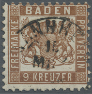 O Baden - Marken Und Briefe: 1866/1868, 9 Kreuzer Lebhaftbraun Gestempelt Mannheim, Gepr. BPP Tadellos - Autres & Non Classés