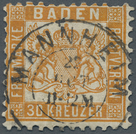 O Baden - Marken Und Briefe: 1862, 30 Kr. Dunkelgelblichorange, Farbfrisch Mit K2 „MANNHEIM 22 OCT 11- - Andere & Zonder Classificatie