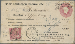 GA Baden - Zusatzfrankaturen Auf Ganzsachen: 1868, 3 Kr. Ganzsache (Mgl.) Mit 3 Kr. Zusatzfrankatur Und - Altri & Non Classificati