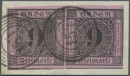 Brfst Baden - Nummernstempel: 1851, "WERTHEIM" 9 Kr. Rötlichkarmin Bis Lilarosa Als Waagerechtes Paar Auf - Autres & Non Classés