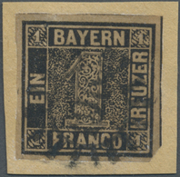 Brfst Bayern - Marken Und Briefe: 1849, Freimarke 1 Kr Auf Briefstück, Gebräunt Und Beschädigt Durch Feuer - Andere & Zonder Classificatie