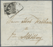 Br Bayern - Marken Und Briefe: 1849: 1 Kreuzer Schwarz, Platte 1, Sehr Tieffarbiges Und Allseits Breit - Other & Unclassified