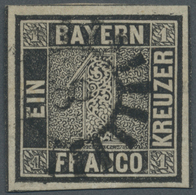 O Bayern - Marken Und Briefe: 1849, 1 Kr. Schwarz, Platte 2, Farbfrisches, Allseits Breitrandiges Exem - Altri & Non Classificati
