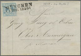 Br Bayern - Marken Und Briefe: 1850, 3 Kr. Blau, Platte 1, Allseits Breitrandig Mit Kleinem Rand Rechte - Other & Unclassified