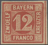 * Bayern - Marken Und Briefe: 1850, 12 Kr. Rot Ungebraucht Mit Seltenem Plattenfehler: Rechte Obere Ec - Andere & Zonder Classificatie