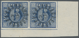 O Bayern - Marken Und Briefe: 1862, 6Kr, Waagerechtes Eckrandpaar, Beide Marken Mit Mühlradstempel '28 - Andere & Zonder Classificatie