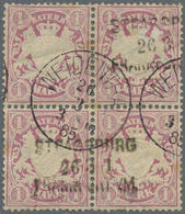 /O Bayern - Marken Und Briefe: 1885, 1 Mark Wappen Lila Ausgabe 1885, Viererblock In Früher Verwendung - Andere & Zonder Classificatie