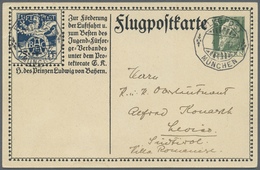 GA Bayern - Ganzsachen: 1912 (4.10.), Sonder-Flugpostkarte Luitpold 5 Pf. Grün Und Links Oben Privater - Other & Unclassified